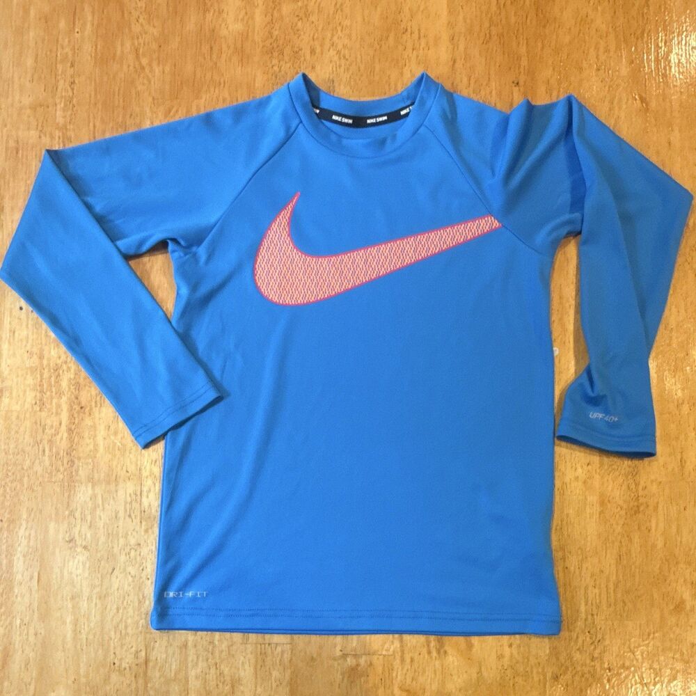 Kids Nike Swim Blue With Orange Logo Size Medium SPF 40
